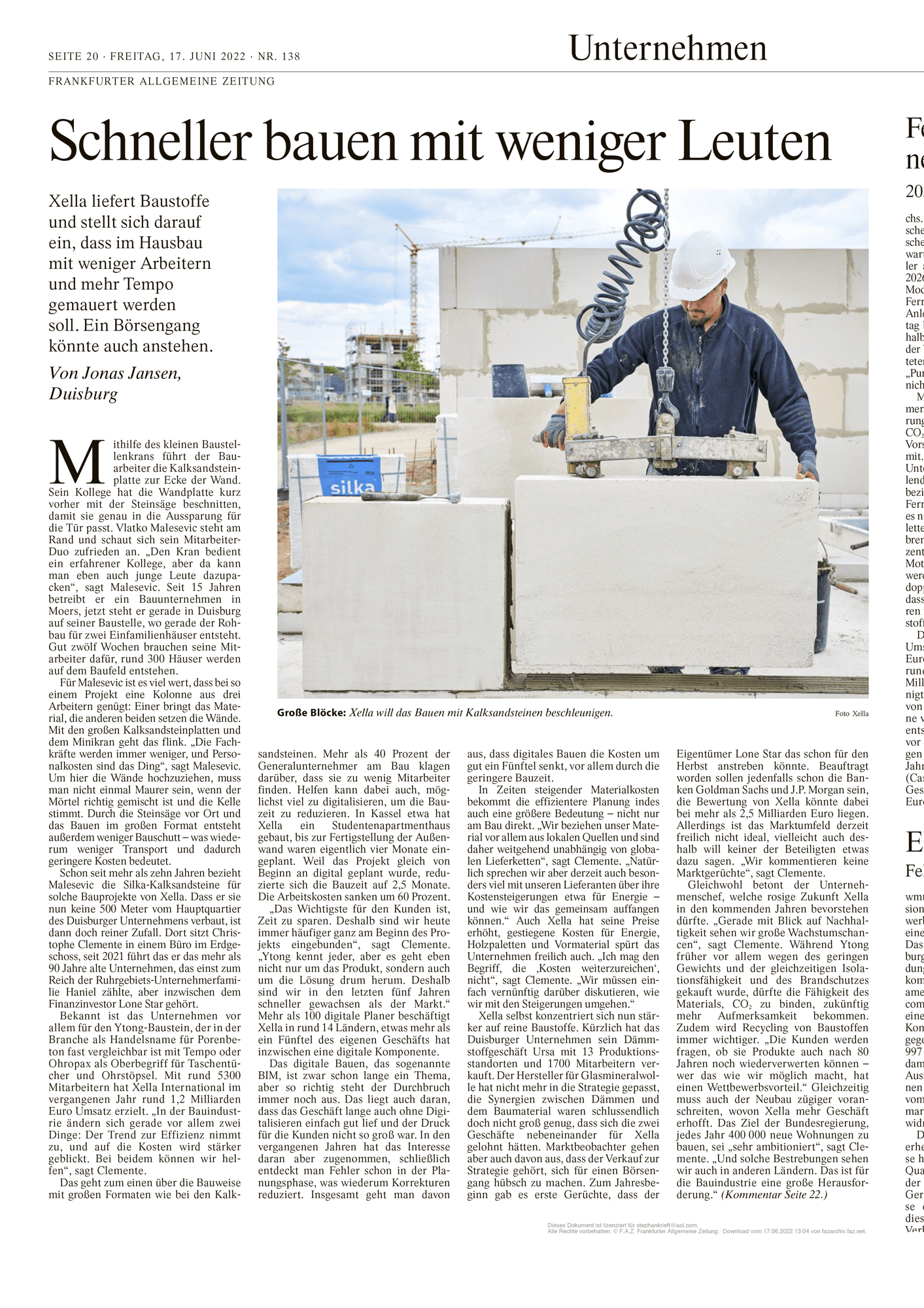 FAZ-Artikel-Bauunternehmung-Malesevic Moers